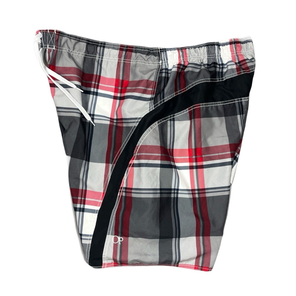 Ocean Pacific‎ OP Mens Cargo Swim Trunks Plaid Multi Red Shorts 3XL